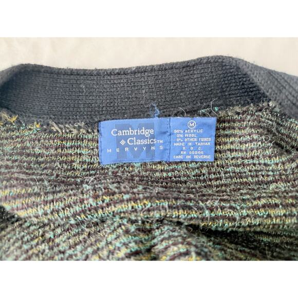 Vintage Cambridge Classics Cardigan Sweater Men Wool Button Knit 80s Mervyns Med - Picture 5 of 5